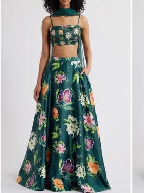 Sani Floral Embroidered Lehenga with Dupatta - Floral Two-Piece Wedding Dress